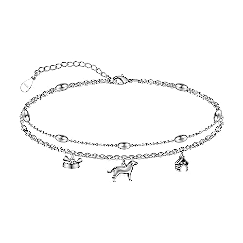 Image of CHIC & ARTSY 925 Sterling Silver Ankle Bracelets for Women, Adjustable Layered Foot Chains with Nature & Symbol Charms, Lightweight Comfort Fit Boho Beach Everyday Jewelry