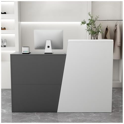 Escritorio de recepción con caja registradora moderna para tiendas, resistente a los arañazos, para salón, boutique, cafetería, fácil montaje, 3120 x 420 x 100 cm