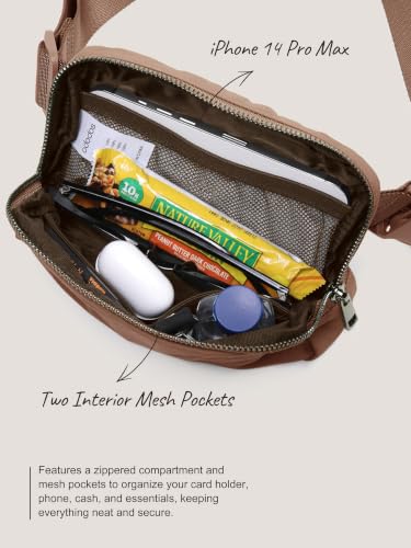 Image of ODODOS Unisex Mini Belt Bag with Adjustable Strap Small Fanny Pack for Workout Running Traveling Hiking, Brown