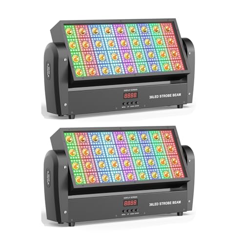 Osusuent 200W Barre LED Wallwasher,Lampe Par Scène LED 648 RGB + 36 Blanc Chaud,Lyre Lumiere Stroboscope D'éclairage de Scène DMX Contrôle pour DJ Fête Disco Mariages Soiree Halloween Noël,2 PCS