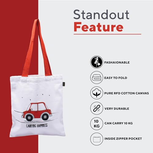 Image of RFD Premium Tote Bag With Printed Designed Canvas Tote Bags For girl & women large capacity,Tote bag For Shopping, College, Travel, school, tuition and gifting 15x13.5 Inch