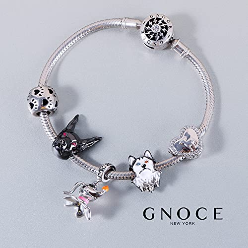 GNOCE Pet Dog Bowl Bead Charm For Women, S925 Sterling Silver Bead Charm NecklaceBracelet for Her, Jewelry Gift4