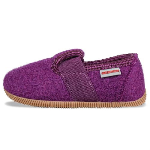 GIESSWEIN Kinder Hausschuhe Weidach - Warme Filz Pantoffeln für Mädchen & Jungen, rutschfeste Slim-Fit Slippers mit Gummizug