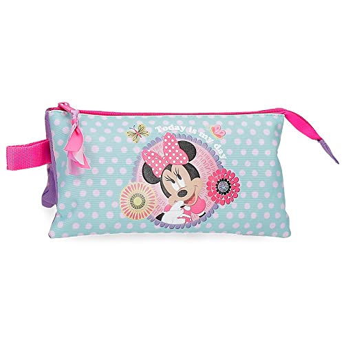 Disney - Estuche Tres Compartimentos Minnie Today Is My Day En Morado En Oferta Disney Minnie Today Is My Day Estuche Triple Morado 22X12X5 Cms Poliéster