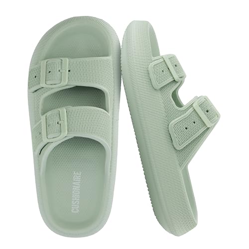 Image of CUSHIONAIRE Fame Pillow Recovery Sandals for Women, Adjustable Double Buckle Waterproof EVA Cloud Slides for Women