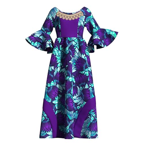 Image of iooiooi Womens African Print Party Maxi Dress Tradition Dashiki Ankara Long Dress & Headwrap