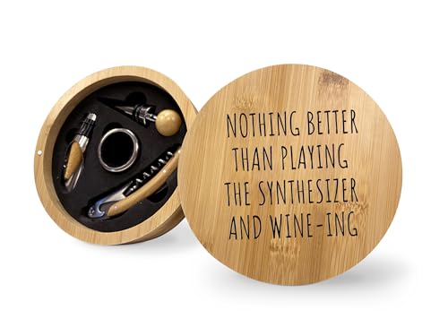 Bamboo Wine Tool Set With Synthesizer Theme as Gifts For Synthesist Birthday Retirement Christmas Teacher Appreciation