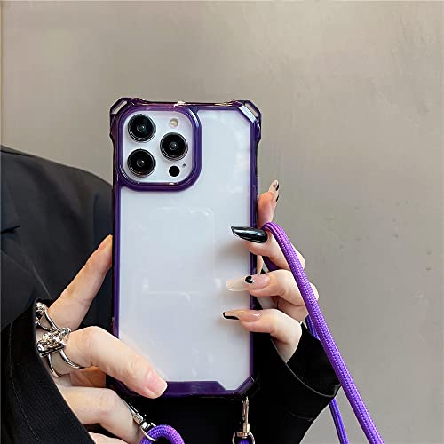 Protection antichoc iPhone 14 Pro Max avec collier amovible violet luxe