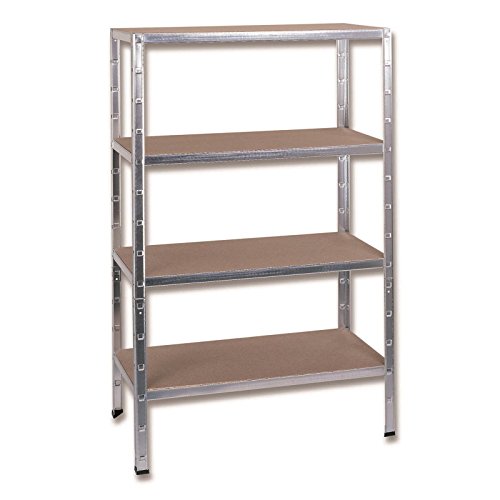 SCHULTE Regalwelt Schwerlastregal mit 4 Holzböden, 180x120x40 cm (HxBxT), Traglast pro Ebene ca. 120 Kg, verzinkt, Lagerregal, Kellerregal, Werkstattregal, Steckregal