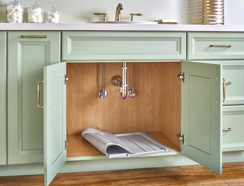 Image of REV-A-SHELF Gray Flexible Polymer Trim-to-Fit Drip Tray for 27 inch - 30 inch Vanity Sink Base Cabinets