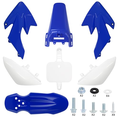 Image of Podoy CRF50 Body Fender Kit for Compatible with XR50 XR 50 CRF 50 SDG SSR Pit Dirt Motor Trail Bike Black with Bolt Work Fairing Plastic (Blue)