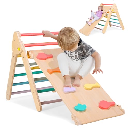 3 in1 Innen-Klettergerüst für Kinder ab 1–5 Jahren, Stabilisierte verdickte Version des Klettersets mit Rutsche, Physische/Balance-Übungen, Rutschen und Klettern, Holz-Klettergymnastik, innen/aussen 3 in1 Innen-Klettergerüst für Kinder ab 1–5 Jahren, Stabilisierte verdickte Version des Klettersets mit Rutsche, Physische/Balance-Übungen, Rutschen und Klettern, Holz-Klettergymnastik, innen/aussen