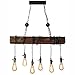 Produktbild Vintage Pendellampe Leuchte industrielle Retro Pendelleuchte Holz Hängelampe Höhenverstellbar E27/6 KöpfeEdison Hängende Lampe für Esszimmer Wohnzimmer Bar Antike Pendelleuchte (Keine Glühbirne)