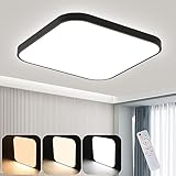 zmh lampada da soffitto led dimmerabile - 15w lampada da bagno nero piatto 27cm plafoniera da bagno quadrata con telecomando lampada da camera da letto ip44 impermeabile per camera da letto cucina