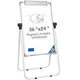 MaxGear Easel Whiteboard 36' x 24' Magnetic Portable Dry Erase Board, Foldable Double-Sided White Board with Stand Height Adjustable for Flip Chart Home Office School