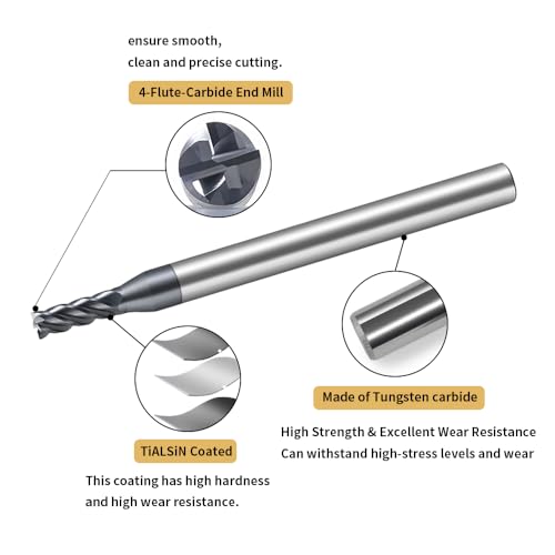 Image of Carbide Square End Mills-4 Flute HRC60 TiALSiN Coated,for Milling Alloy Steels, Hardened Steel, Metal etc.1 Pcs 2.5x50mm