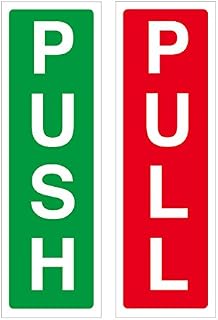 PUSH & PULL RED GREEN DOOR SIGN VINYL SAFETY STICKERS