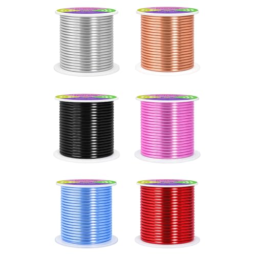 Image of Mandala Crafts 8 GA Red Copper Black Assorted Anodized Aluminum Craft Wire | 120 FT, Colored, Flexible, Bendable for Bonsai Armature Sculpting Wire Wrapping Jewelry Making, Weather & Tarnish Resistant