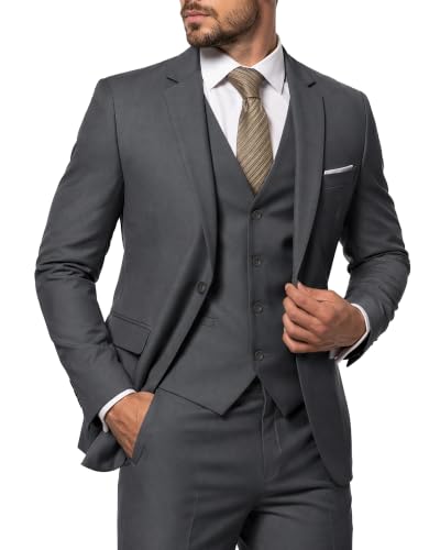 Image of MY'S Men's Suit Slim Fit One Button 3-Piece Suit Blazer Dress Business Party Jacket Vest & Pants