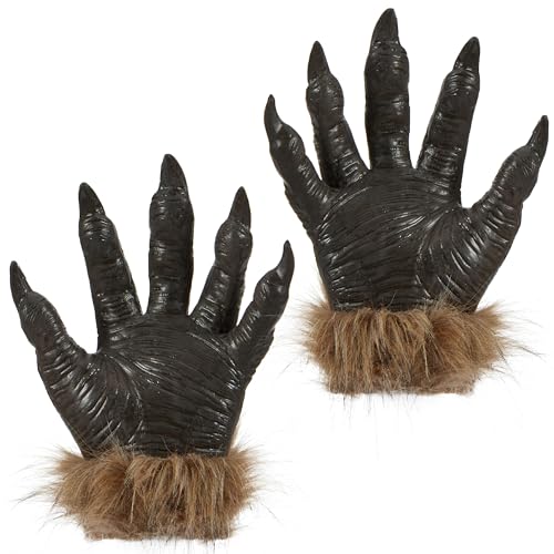 Spooktacular Creations Kurze Handschuhe mit Wolfskrallen, Halloween-Werwolfhände, Handschuhe mit Krallen für Erwachsene, Jungen und Mädchen, Halloween-Kostümzubehör, Cosplay-Requisiten