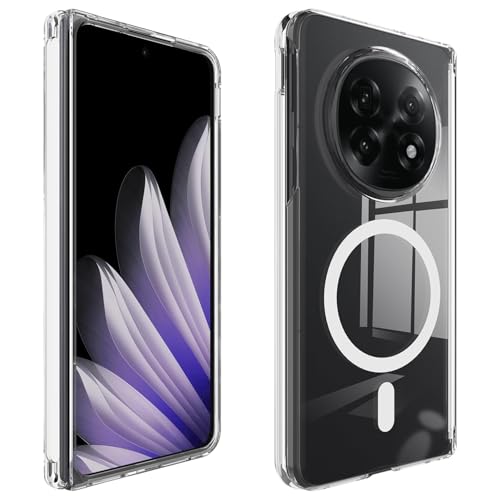 Compatible with Oppo Find N5 2025 Phone Case Compatible with Strong Magnetic Ring, Transparent Ultra Slim Hard PC Shockproof Full Coverage Clear Case for Find N5 2025