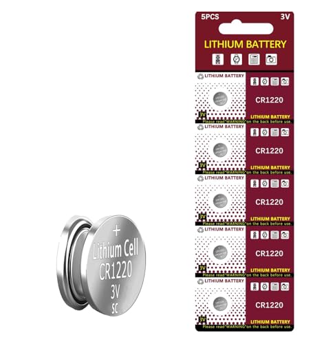 5 Count CR1220 3V Lithium Battery High Capacity CR1220 Cell Battery Button Coin Cell CR1220 Batteries