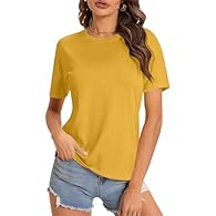 Material: Womens Comfy Casual Tops Tshirt Made of 100% Cotton.Skin Friendly Material.Super Soft and Lightweight, It's Stretchable, Offers a Satisfying Experience For Its Wearers. Design: Oversized t shirts for women, summer T-shirts , crew neck, shor...