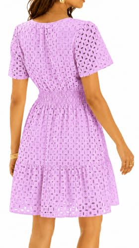 Image of INR Dress for Women Elastic Waist Hollow Out Embroidered A Line Casual Fashion Skirt Beach and Prom Cocktail Party Dresses