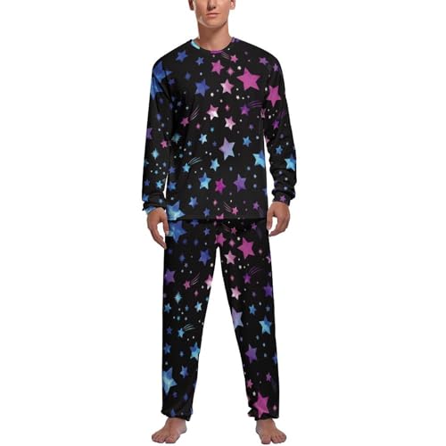Pyjama homme violet étoiles anti-irritation pour sommeil réparateur et confort