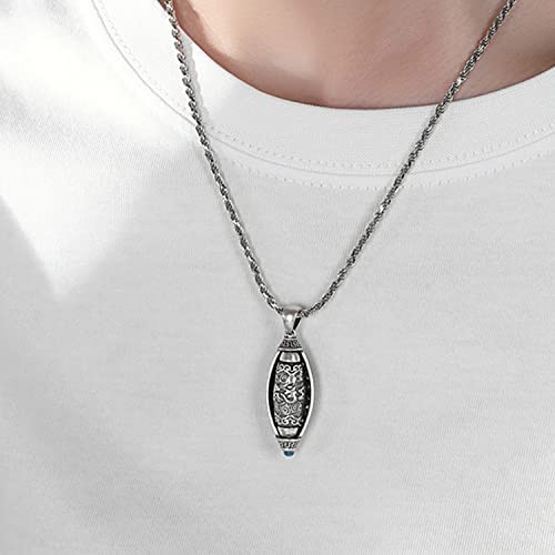 FAZOVIN Tibetan Buddhist Mantra Om Mani Padme Hum/Pixiu Necklace for Men Women with Prayer Wheel Patron Saint Amulet Necklace3