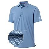 M MAELREG Mens Polo Shirts Short Sleeve Dry Fit Moisture Wicking Jacquard Performance Sport Golf Shirts for Men Aqua
