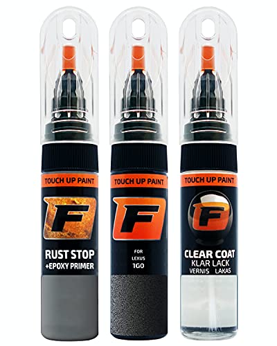 FIRANTO Kit de Pintura de Retoque Coche para Lexus 1G0 Dark Grey, Set de Reparación de Rayones y Arañazos Incluye 15 ml Bolígrafo para Retocar Pintura Coche, Primer y Barniz Cover
