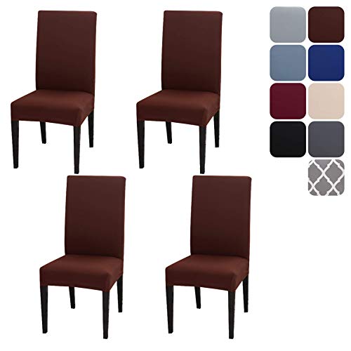 {Sillas Comedor Pack 4 Marron Claro Sillas Comedor Pack 4 Aisprts Fundas Sillas de Comedor Pack 4, Fundas Sillas Ajustables, Fundas para Sillas Elástica, Funda Protectora de Silla...