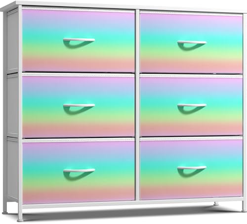 Sorbus Dresser with Fabric Drawers & Wood Top (6 Drawer, Rainbow) - image 1