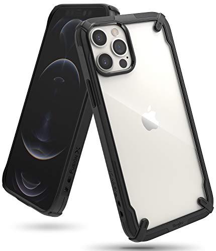 Ringke Coque pour iPhone 12 Pro Max 6.7 [Fusion-X] Transparent Antichoc de Protection [Militaire Défense] Résistant aux Rayures PC Solide Rigide TPU Bumper pour Coque iPhone 12 Pro Max - Black