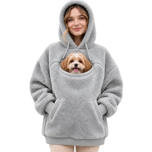 Pet Pouch Hoodie Cat Dog Carrier Oversized Casual Fleece Sweatshirt 2026 - image 4