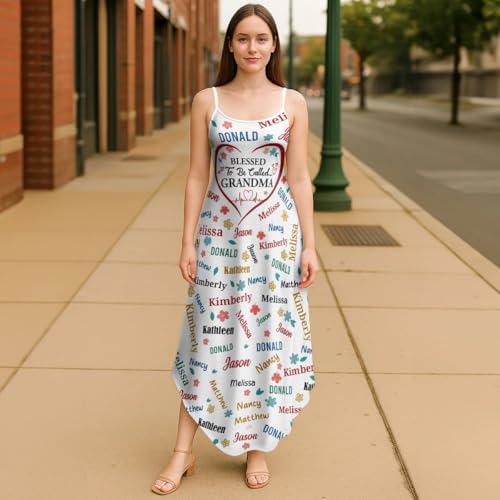 Customized Grandma Maxi Dresses - Personalized Floral Long Dress for Nana, Unique Gifts for Grandmothers, Mother's Day & Christmas Celebrations - Image 5