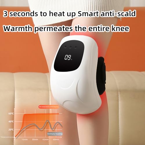 sterope masajeador inteligente 3D para rodilla con calor y vibración, dispositivo de terapia articular inalámbrico de 5 velocidades, pantalla digital, tecnología anti-quemaduras, alivio portátil del dolor miniatura 3