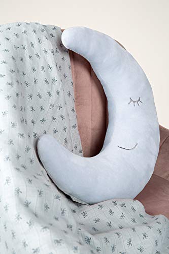 roba Neck Pillow in Moon Shape roba Style Soft Decorative Cushion for Baby and Children's Room Cuddly Cushion for Girls and Boys Light Blue Pack of 1 - Image 2