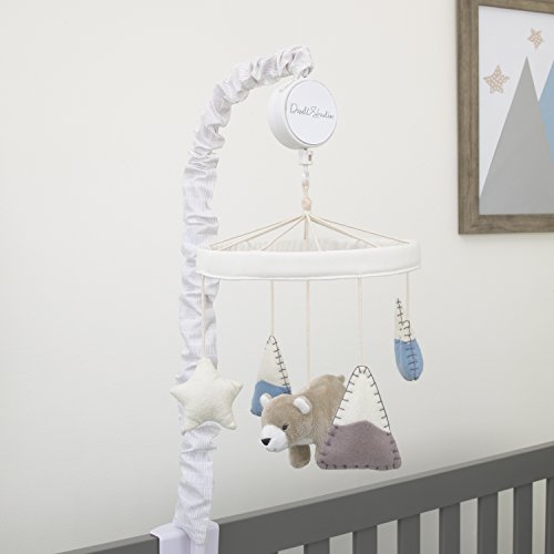 Dwell Studio Bear Hugs Nursery Crib Musical Mobile, Blue/Gray/White Bear/Mountains