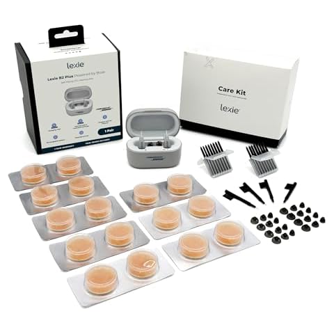 Lexie B2 Plus OTC Hearing Aids Powered by Bose & Cleaning Care Kit Bundle - Rechargeable Hearing Aids for Seniors, Bluetooth Hearing Aids, Hearing Aid Cleaning Kit and Hearing Aid Domes Cover