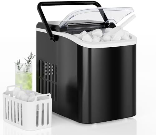 DUMOS Countertop Ice Maker with Handle, 26lbs/24H Portable Ice Ma...
