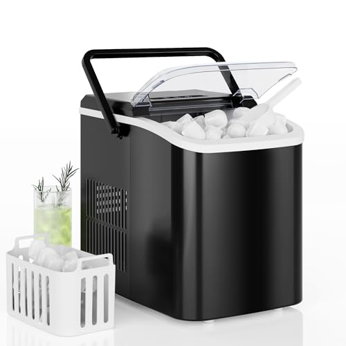 Comparison: Best Portable Ice Maker For Rv 5 DUMOS Countertop Ice Maker with Handle, 26lbs/24H Portable Ice Machine, 9 Bullet Ice Cubes Ready in 6 Mins, Self-Cleaning, Quiet Compact Ice Maker for Home, Kitchen, RV, Camping, Black