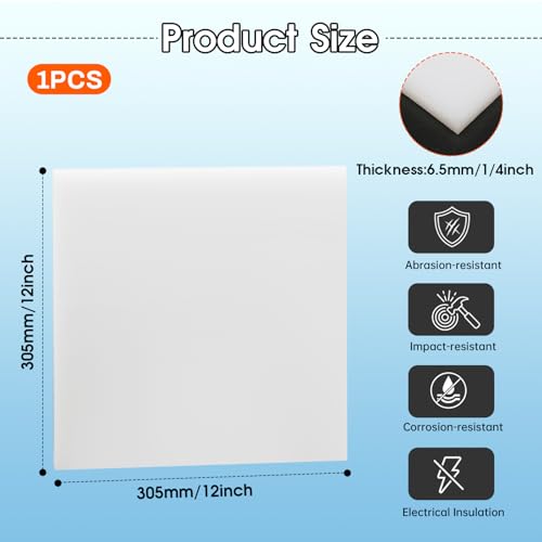 Lámina HDPE 1/4 pulg grueso, 12x12 pulg miniatura 2
