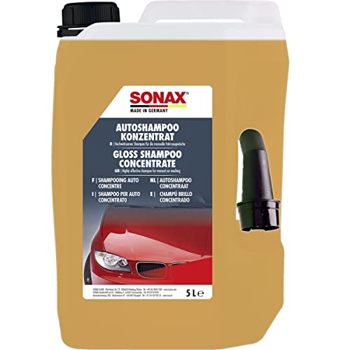 Image of SONAX Gloss Shampoo Concentrate 5Ltr | pH Neutral Car Washing Liquid | High Gloss Finish | Wax & Ceramic Safe | Foam Rich Deep Cleaning | Multi-Surface Auto Cleaning Shampoo | Art.No.03145000