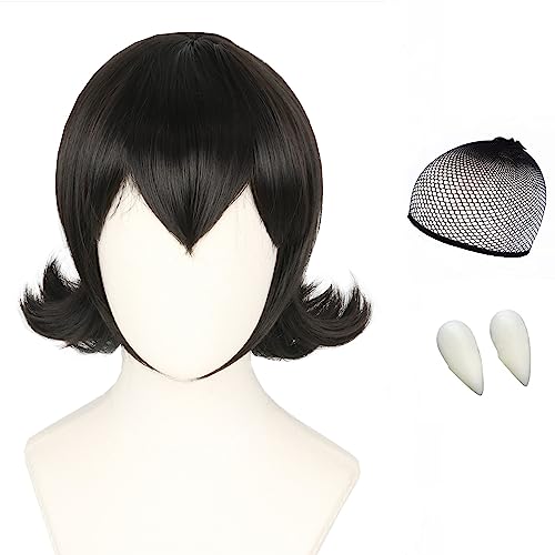 Topcosplay Womens Wigs Black Short Flip Bob Hair Wig Halloween Costume Cosplay Wig