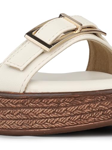 Image of Inc.5 womens Womens Cream Solid Round Toe Casual Heel Sandals Heeled Sandal