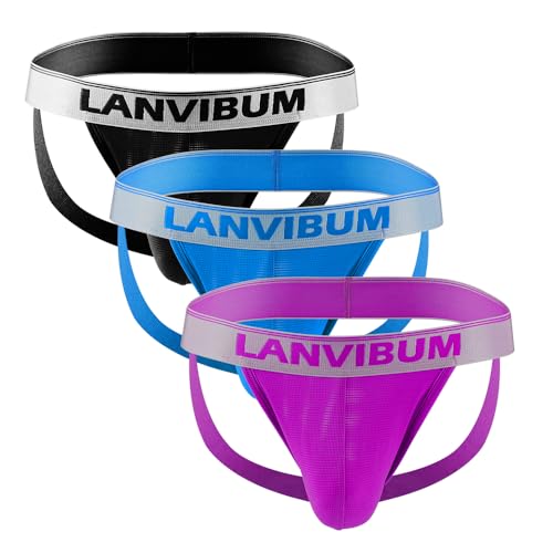 Men's Performance Nylon Jockstrap 3-Pack Breathable Dual-Strap Underwear with Pouch & Moisture-Wicking Mesh