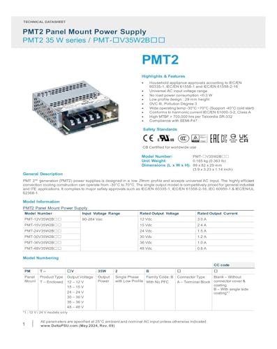 Alimentation à découpage PMT 12V et 24V pour boîtier rail DIN stable