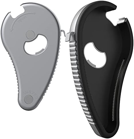 Multifunction Bottle Opener:Open Water Jar Soda Beer Bottles,Twist Off Screw Caps,Lid Seal Remover,Pull Tab Can Opener,Magnet Cap Catcher,for Weak Hands,Seniors with Arthritis,Elderly,Women (Silver)